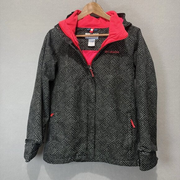 Columbia Winter Jacket Girls L 14 16 Black White Pink Interchange Shell Ski Snow - Picture 1 of 11